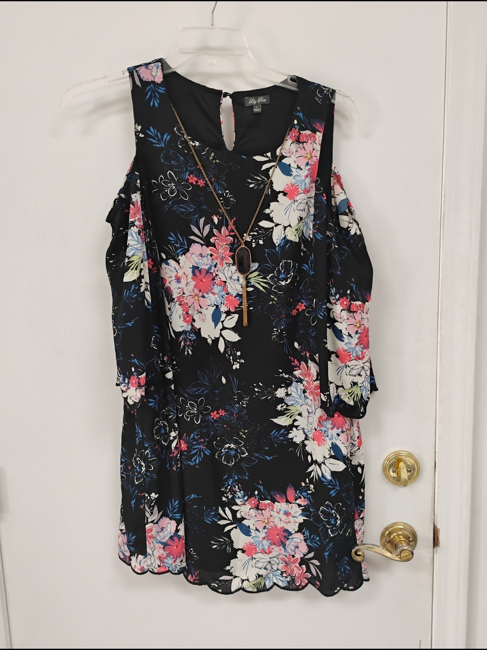 Lily Rose Floral Cold Shoulder Dress Size L